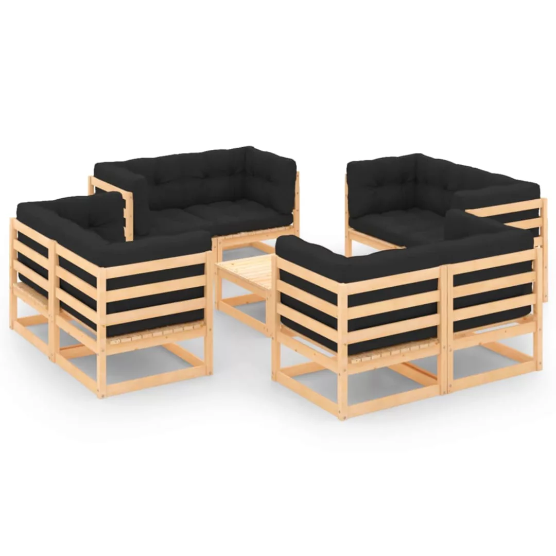 9-tlg. Garten-lounge-set Mit Kissen Massivholz Kiefer günstig online kaufen