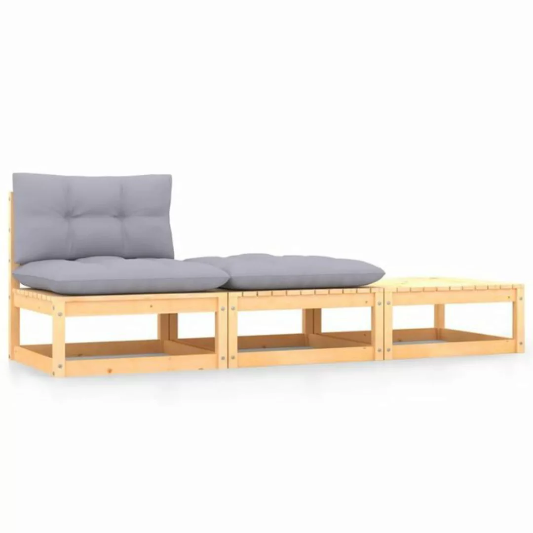 3-tlg. Garten-lounge-set Mit Kissen Kiefer Massivholz günstig online kaufen