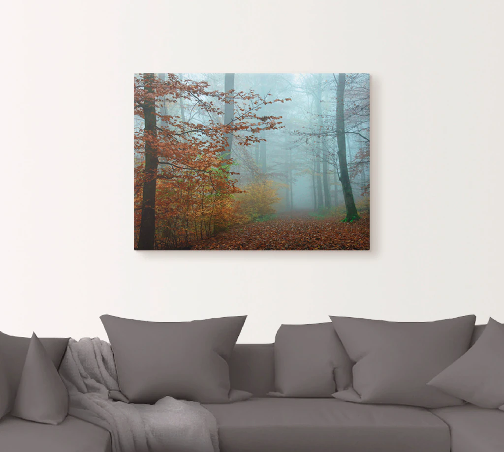 Artland Wandbild "Nebel im Herbstwald", Wald, (1 St.), als Leinwandbild, Po günstig online kaufen