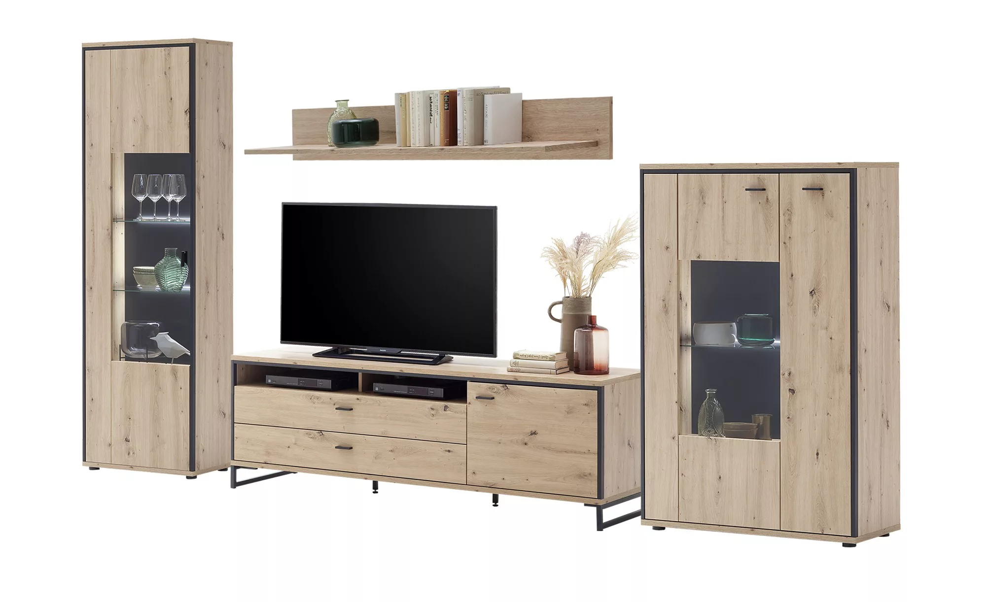 uno Wohnkombination  Argon ¦ holzfarben ¦ Maße (cm): B: 339 H: 210 T: 50 Wo günstig online kaufen