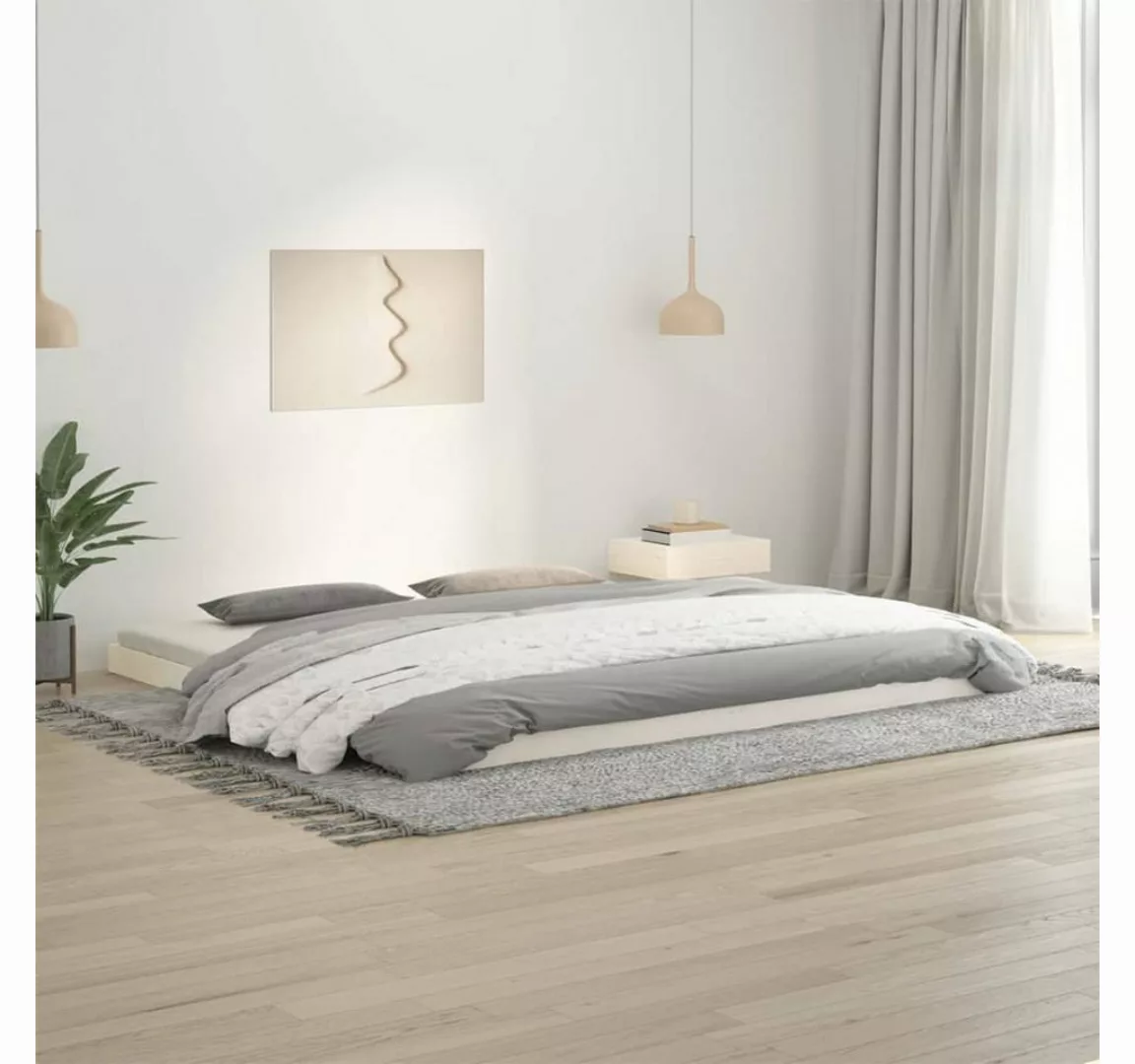 furnicato Bett Massivholzbett Weiß 200x200 cm Kiefer günstig online kaufen