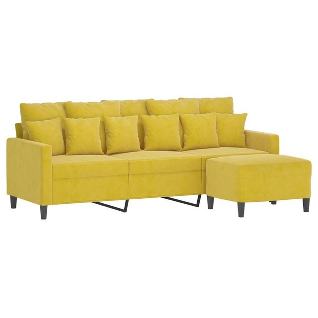 vidaXL Sofa 3-Sitzer-Sofa mit Hocker 180 cm Samt, Gelb günstig online kaufen