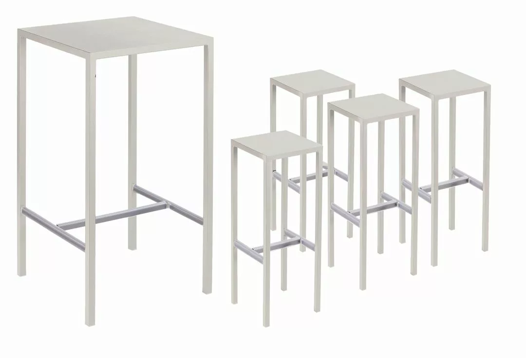 Set Bartisch mit 4 Barhockern Seaside perlweiß günstig online kaufen