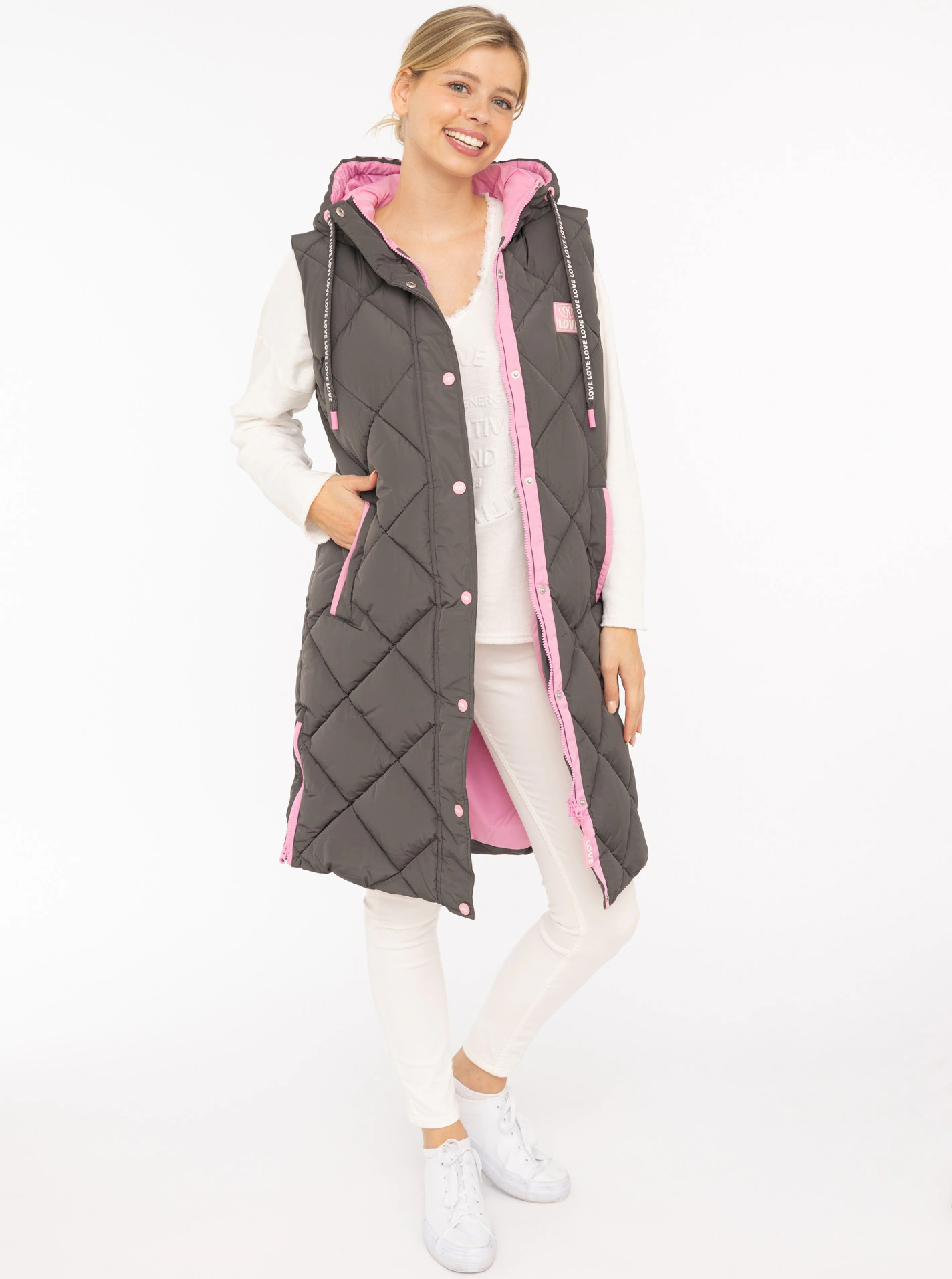 Zwillingsherz Steppweste ""Love Print"", modisch, Doppelzipper, Druckknöpfe günstig online kaufen