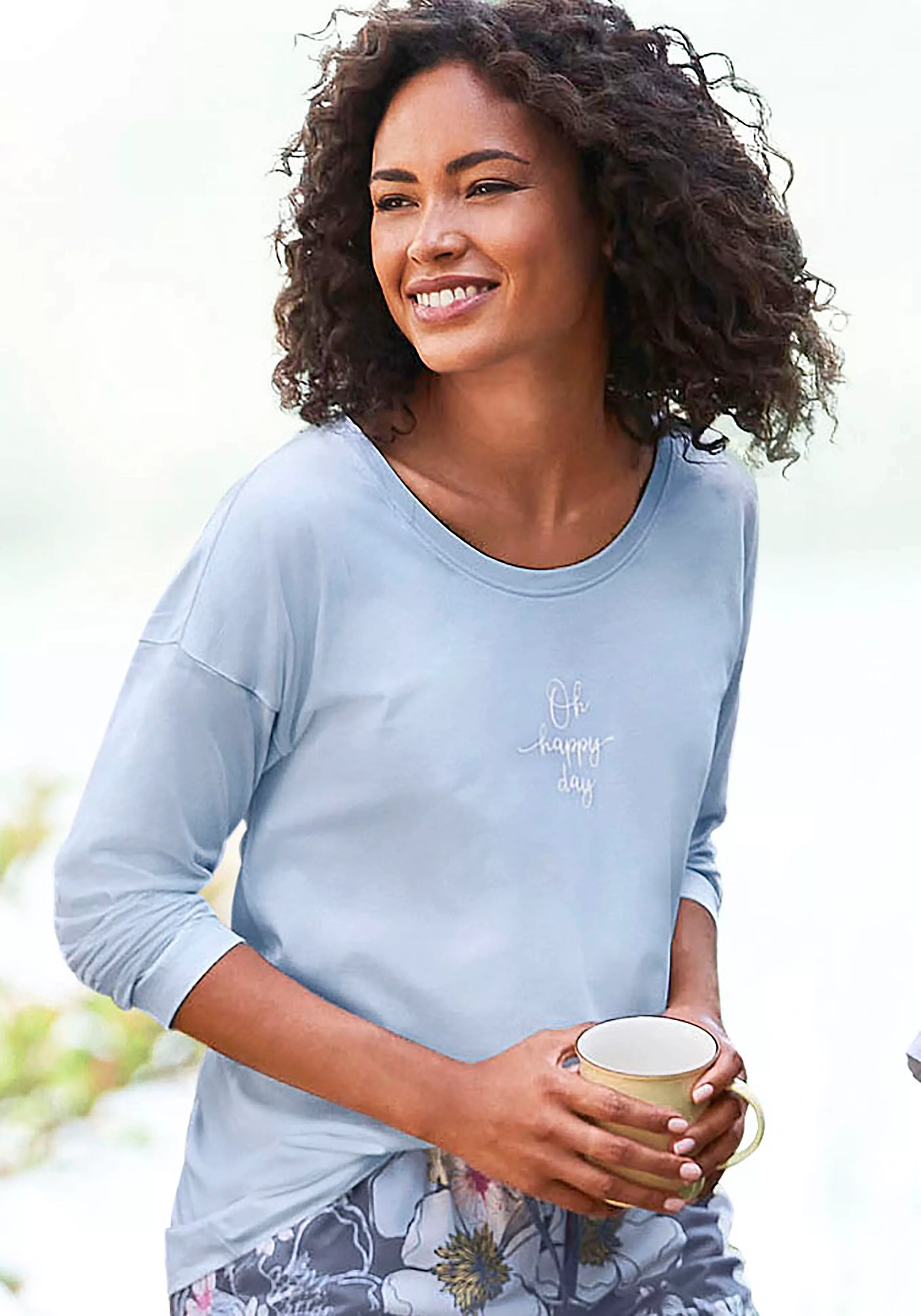 Vivance Dreams Pyjamaoberteil mit Sommer-Statementdruck günstig online kaufen