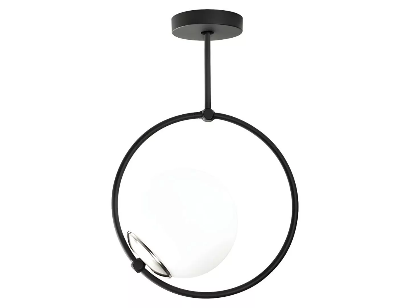 Deckenleuchte - Metall & Glas - H. 39 cm - Weiß & Schwarz - DULONAY günstig online kaufen