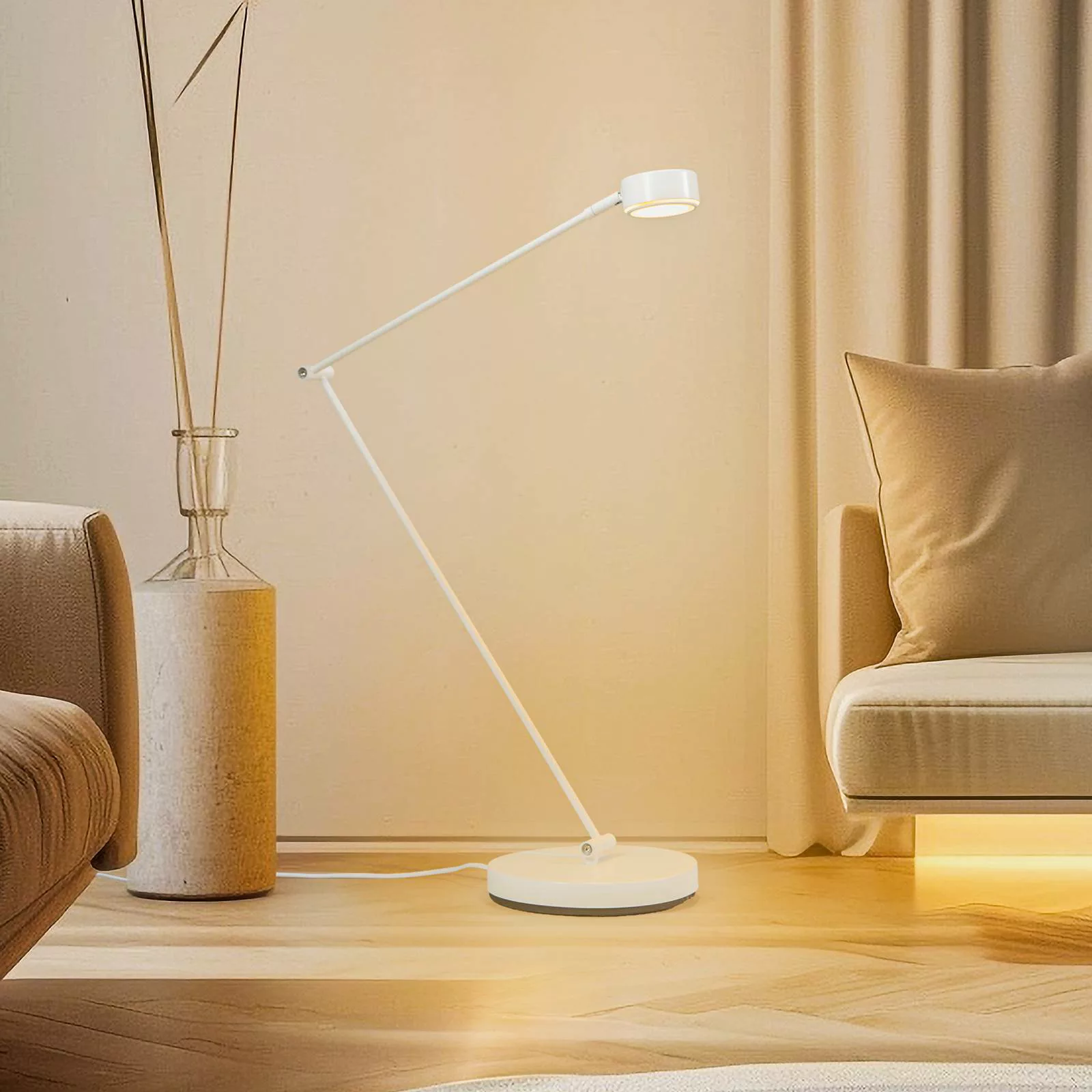 Lindby Stehlampe Jyla, weiß, 4000K, GX53, Eisen günstig online kaufen