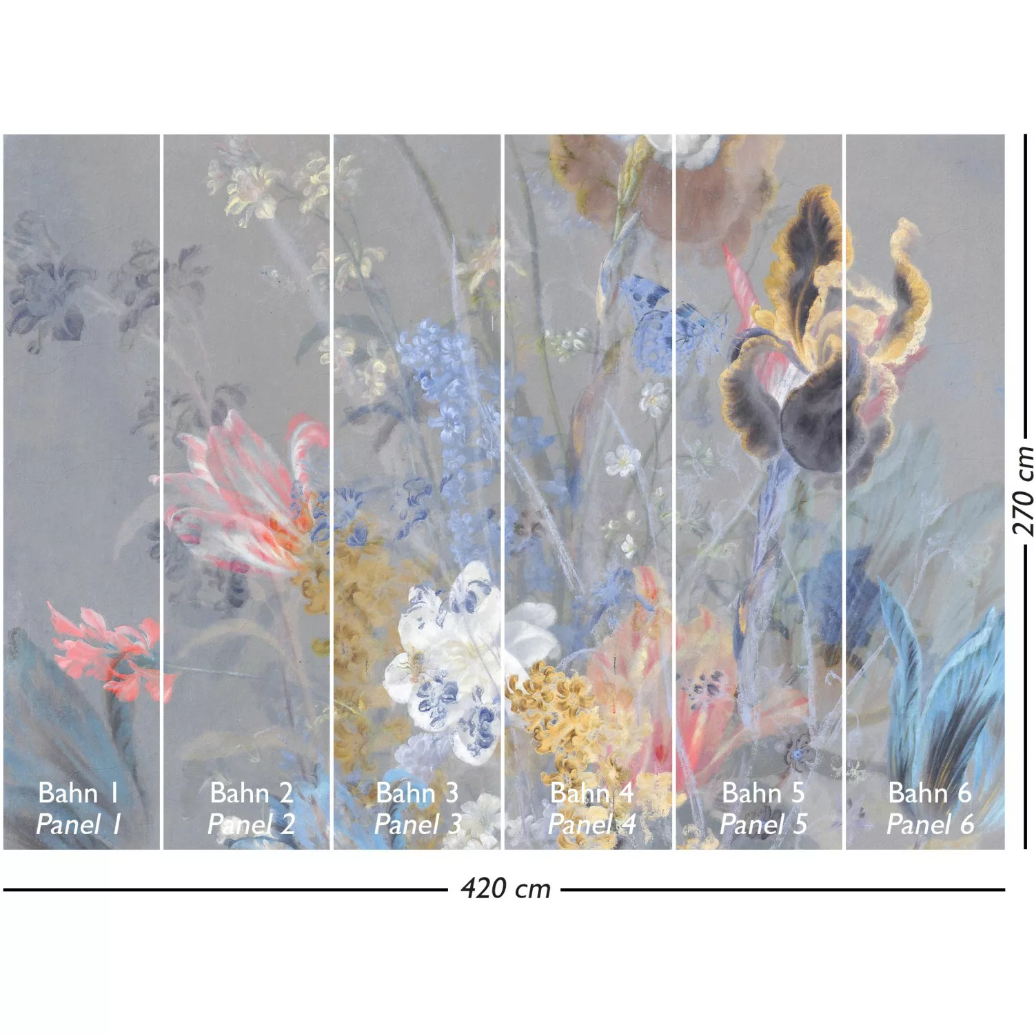 Vliestapete Wandbild Light Flowers 2,70 m x 4,20 m Mehrfarbig FSC® günstig online kaufen