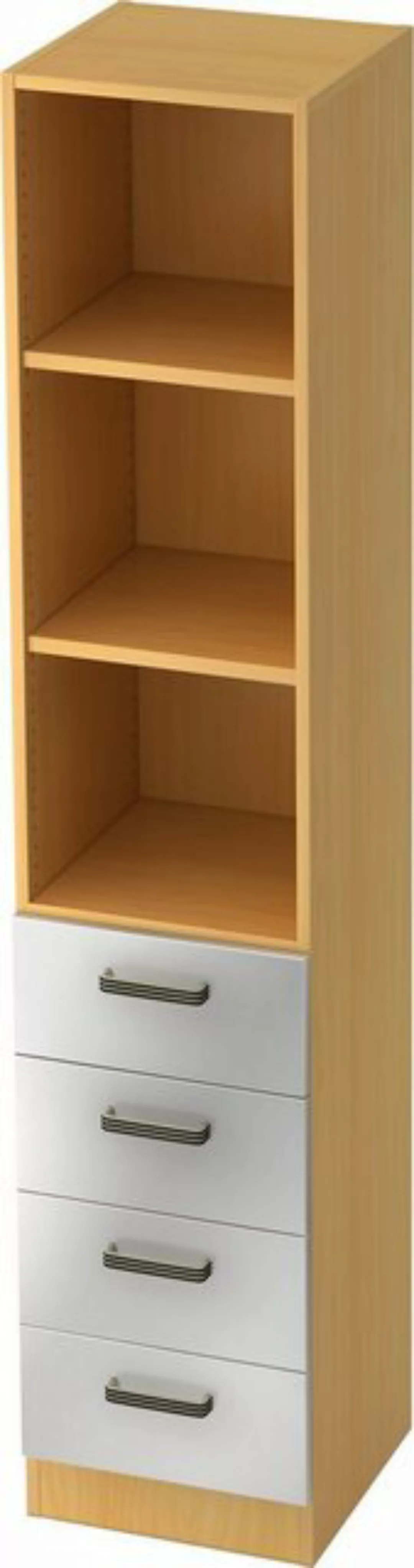 bümö Aktenschrank office Schubladen Kombi - 4 Schübe Dekor: Buche/Silber - günstig online kaufen