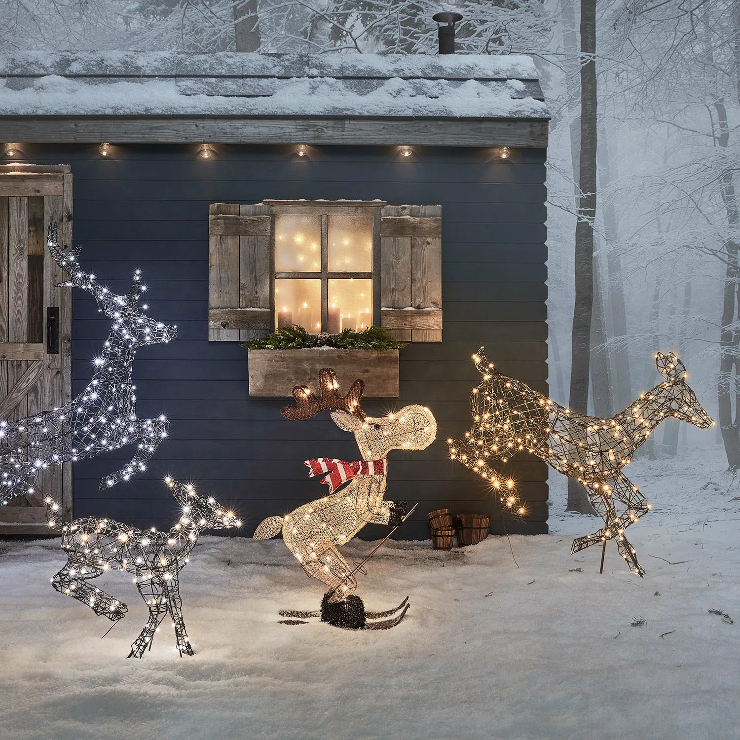 LED Weihnachtsfigur außen Elch auf Skiern günstig online kaufen