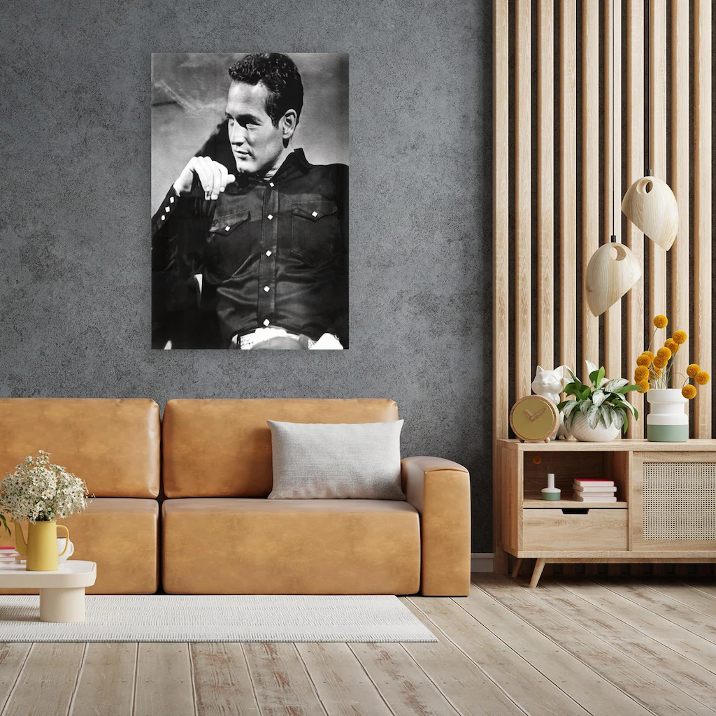 queence Acrylglasbild "Paul Newman", Schwarz-Weiß-Mann-Stars-Portrait-Foto- günstig online kaufen