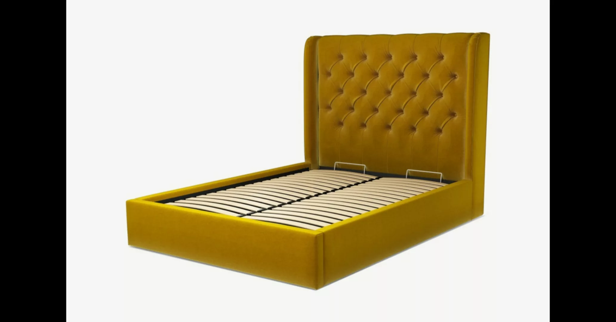 Romare Polsterbett mit Bettkasten (140 x 200 cm), Samt in Saffrangelb - MAD günstig online kaufen
