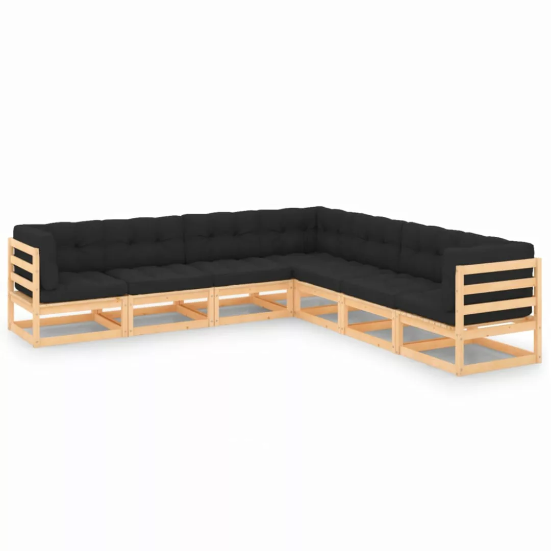 7-tlg. Garten-lounge-set Mit Kissen Massivholz Kiefer günstig online kaufen