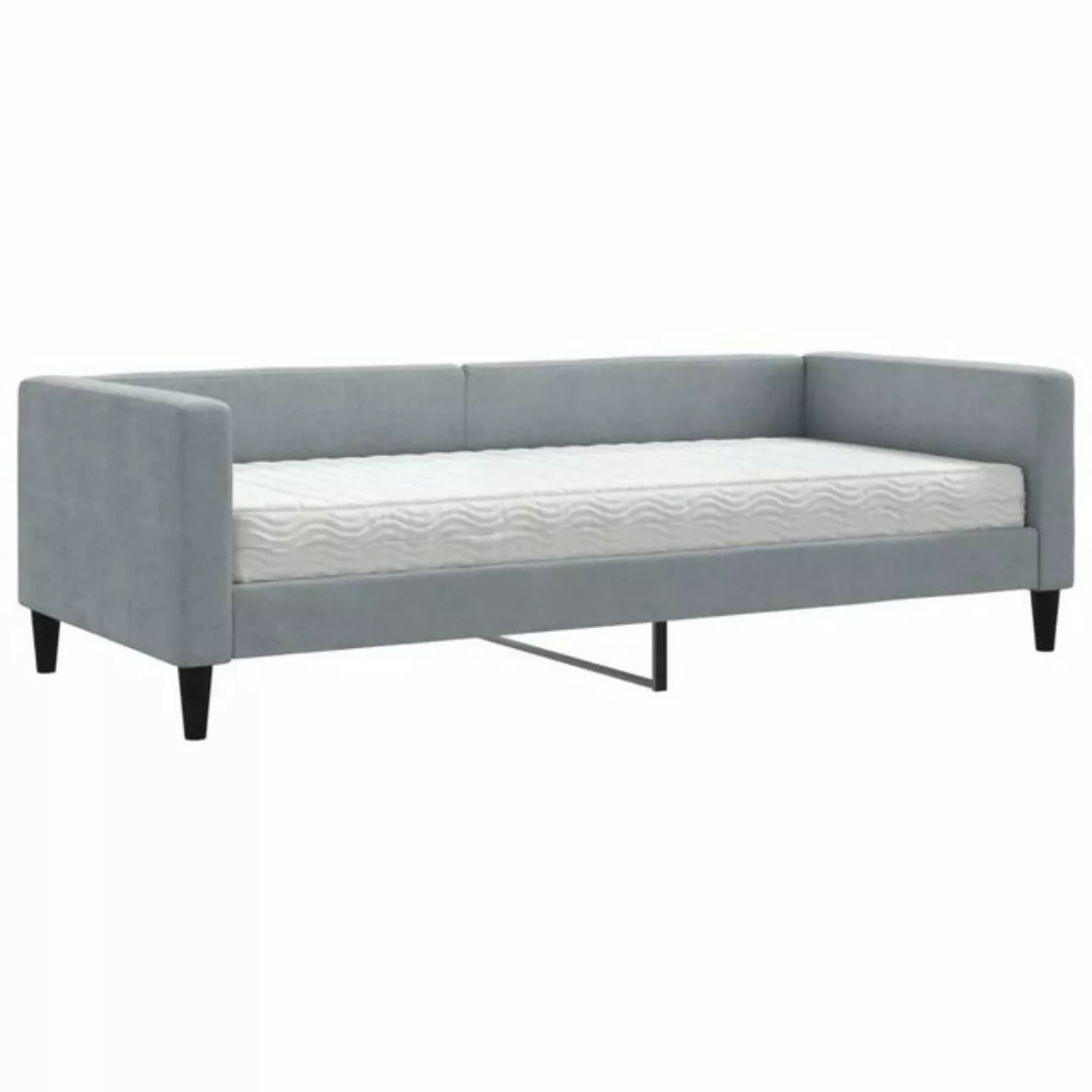 furnicato Bett Tagesbett mit Matratze Hellgrau 90x200 cm Stoff günstig online kaufen