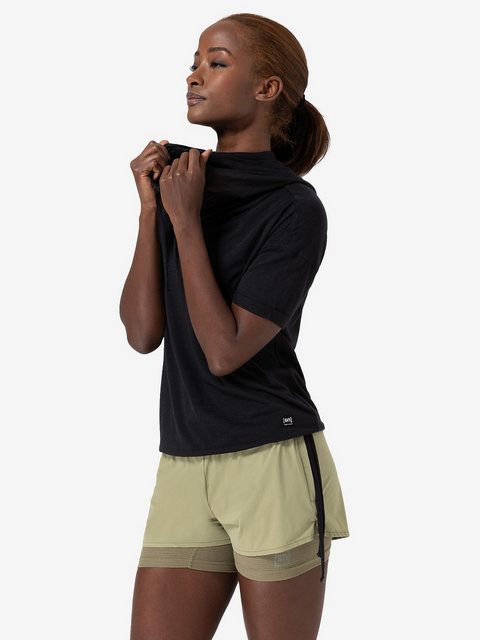 SUPER.NATURAL Hoodie kurzarm für Damen, Merino JUSTSHORT mit Tunnelzug, cas günstig online kaufen