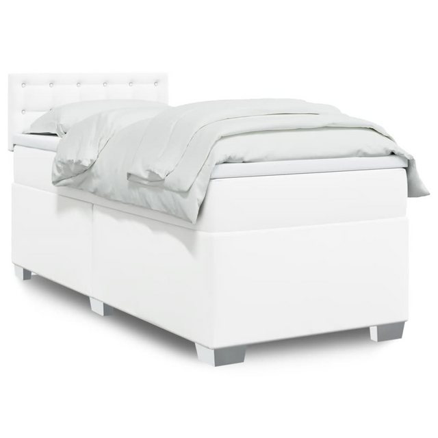 vidaXL Boxspringbett, Boxspringbett mit Matratze Weiß 90x190 cm Kunstleder günstig online kaufen