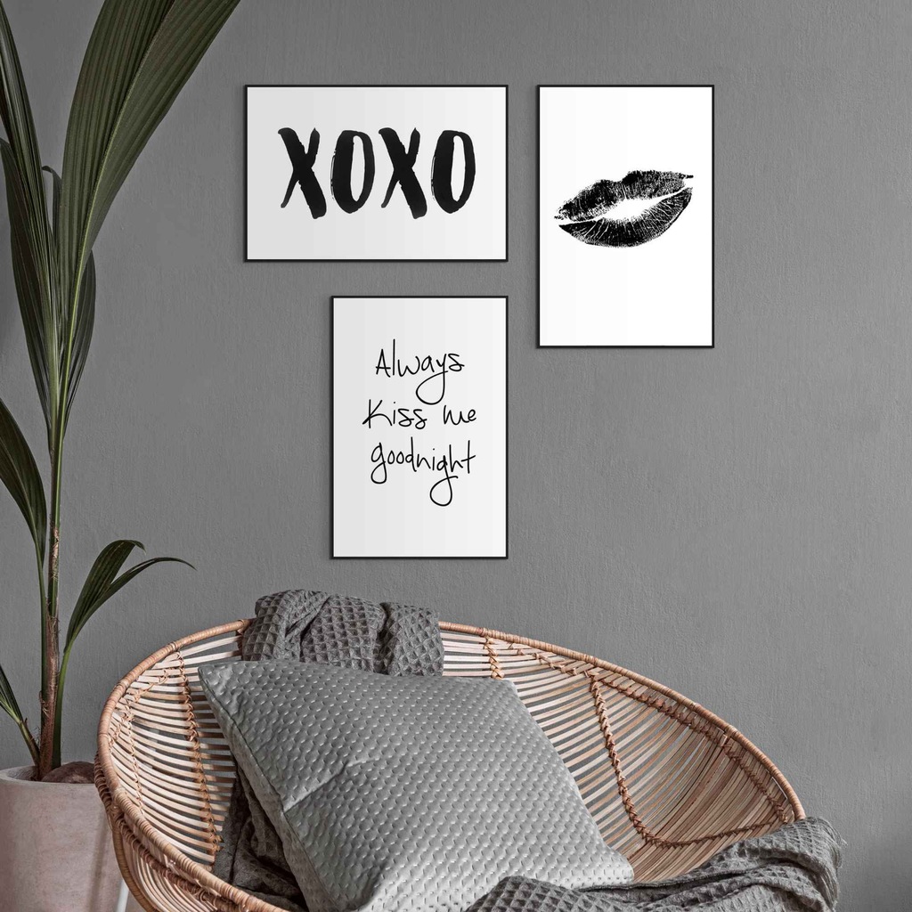 Reinders! Wandbild »Kußmund Modern - Minimalistisch - Lippen«, (3 St.) günstig online kaufen