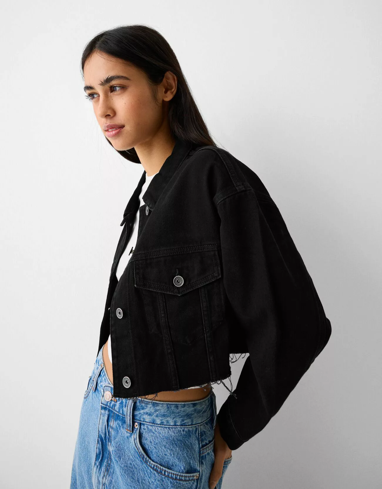 Bershka Cropped-Jeansjacke Damen Xs Schwarz günstig online kaufen