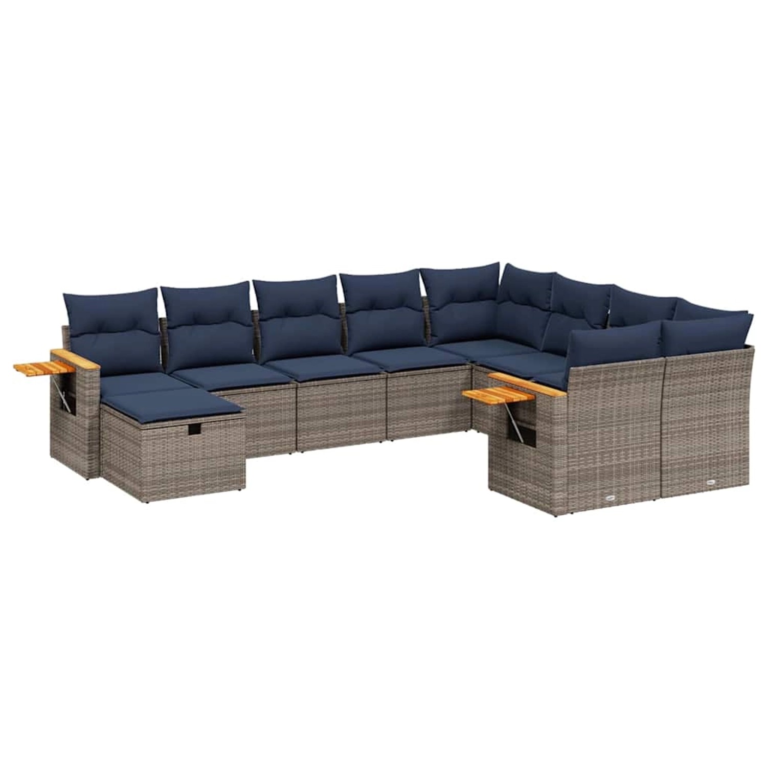 vidaXL 10-Tlg Garten-Sofagarnitur mit Kissen Grau Poly Rattan 3227160 günstig online kaufen