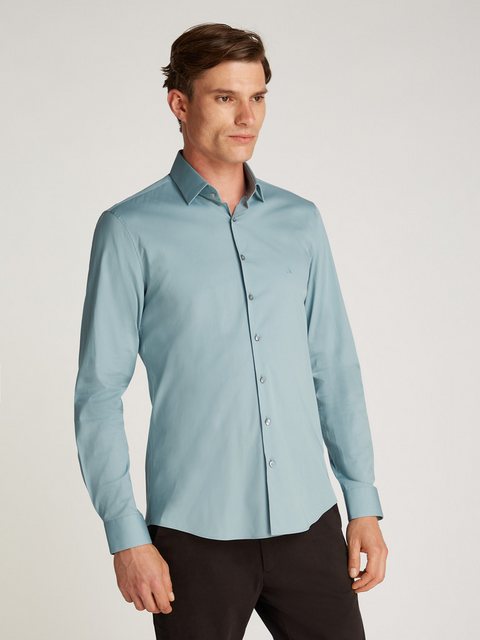 Calvin Klein Businesshemd POPLIN STRETCH SLIM SHIRT mit Kentkragen, Logopri günstig online kaufen