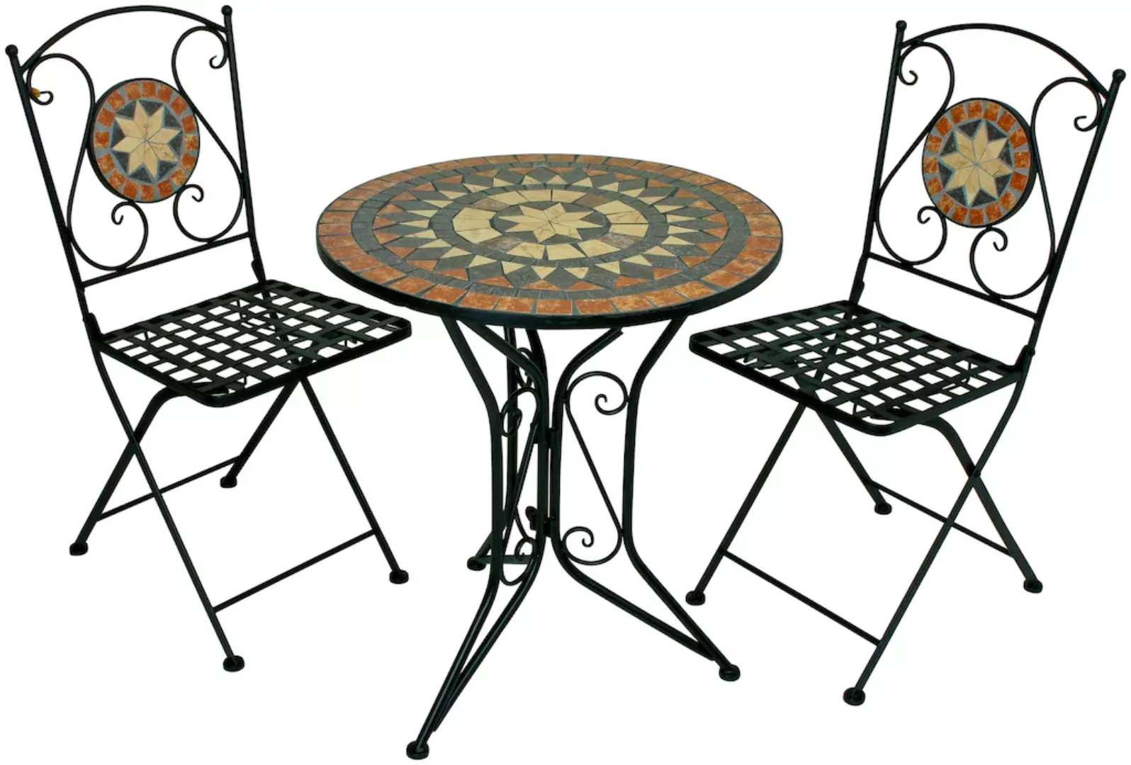 Garden Pleasure Bistro-Set Pular 3-teilg Schwarz-Braun günstig online kaufen