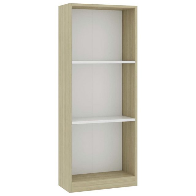 furnicato Bücherregal 3 Fächer Weiß und Sonoma 40x24x109 cm Holzwerkstoff, günstig online kaufen