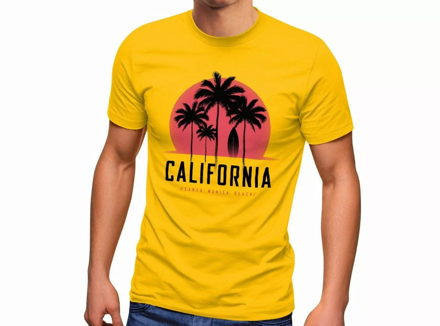 Neverless Print-Shirt Herren T-Shirt California Palmen Santa Monica Beach S günstig online kaufen