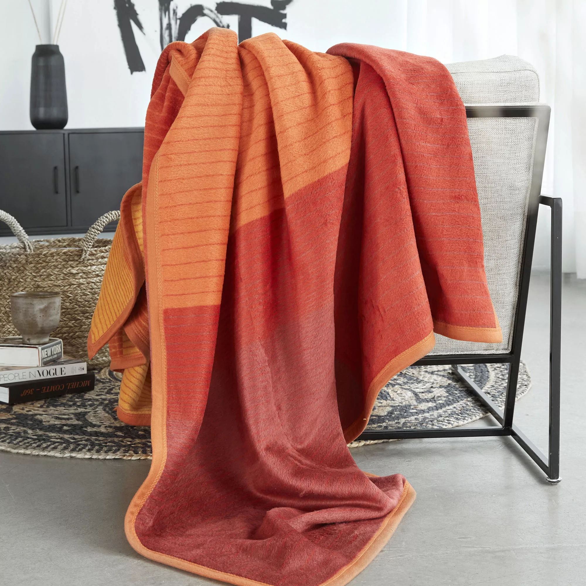 IBENA Jacquard Schlafdecke  Sorrento - orange - 58% Baumwolle, 35% Polyacry günstig online kaufen