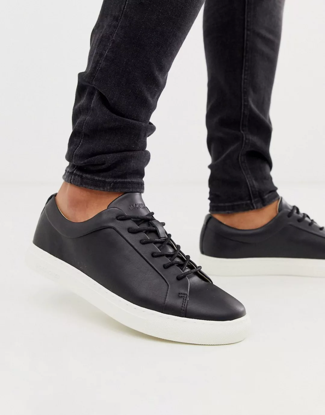 Jack & Jones Premium – Schwarze Sneaker aus Kunstleder günstig online kaufen