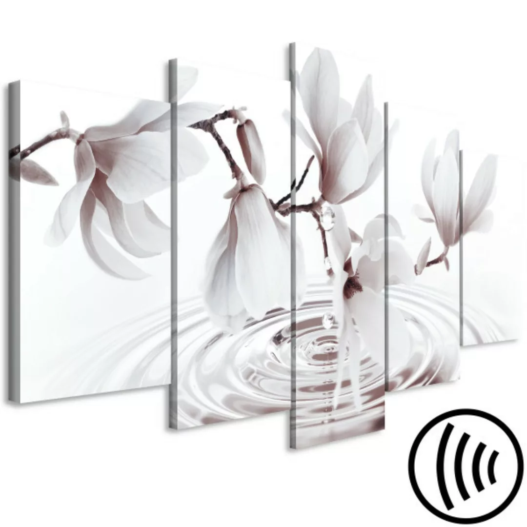 Wandbild Magnolias over Water (5 Parts) Wide Grey XXL günstig online kaufen