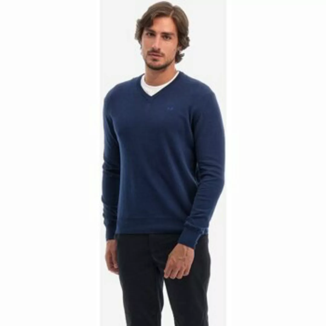 La Martina Strickpullover Moderner Herrenpullover in Blau: V-Ausschnitt & S günstig online kaufen