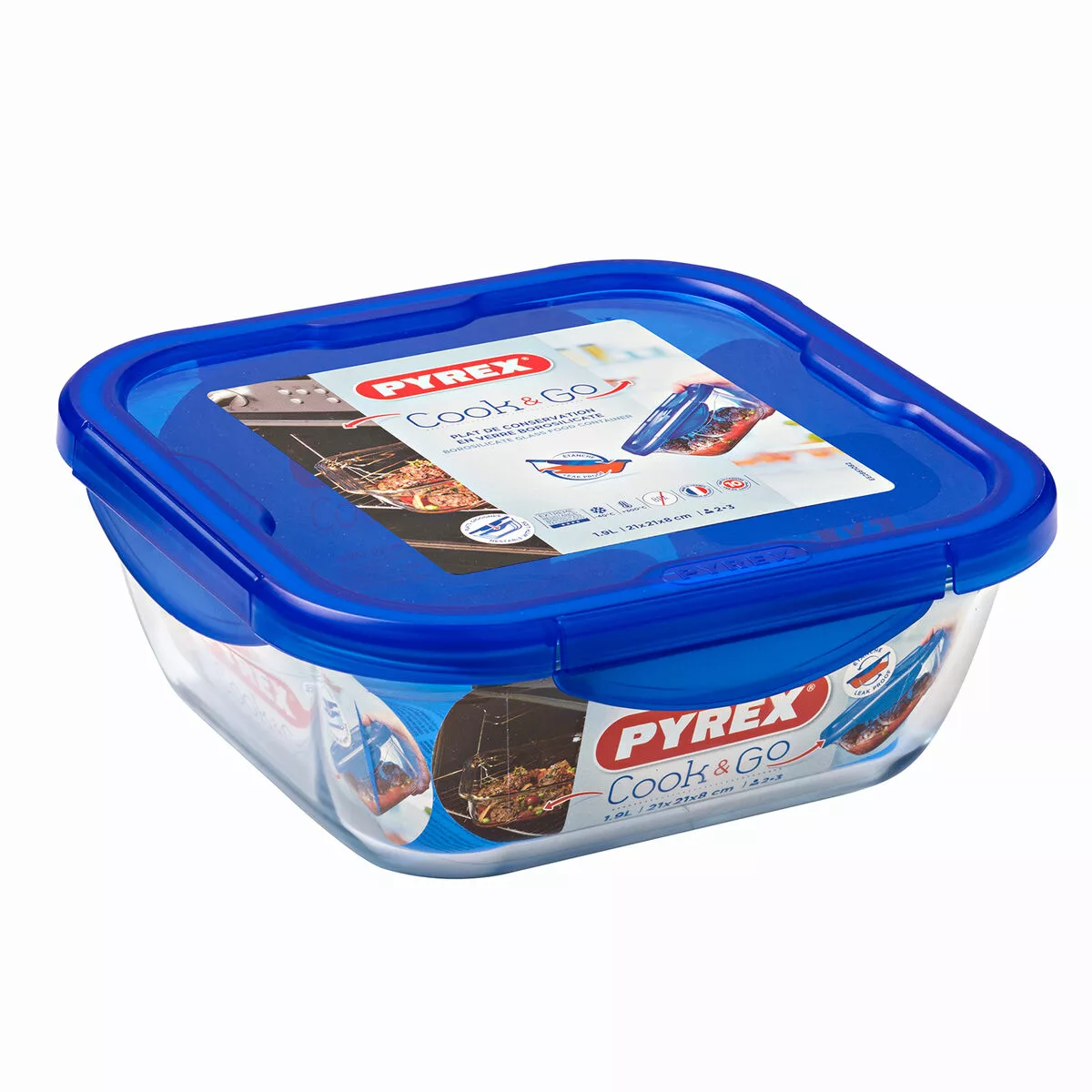 Lunchbox Hermetisch Pyrex Cook & Go 21 X 21 X 9 Cm Blau 1,9 L Glas (6 Stück günstig online kaufen