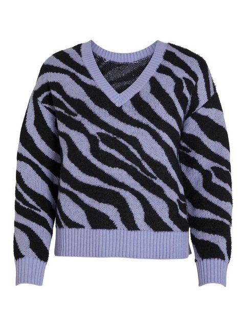 Vila Strickpullover Kuscheliger Strickpullover Jacquard Zebra Animal Muster günstig online kaufen