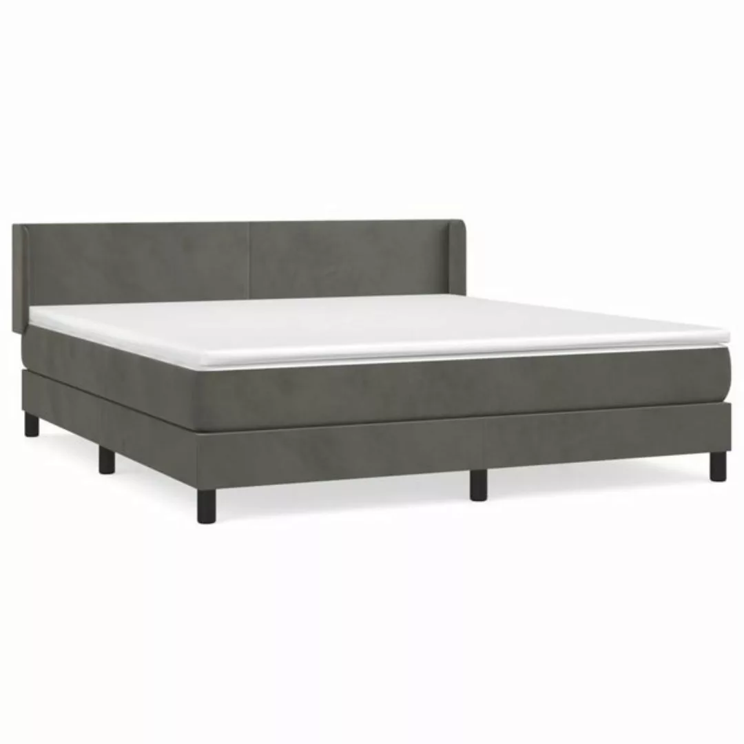 furnicato Bett Boxspringbett mit Matratze Dunkelgrau 160x200 cm Samt (1-tlg günstig online kaufen