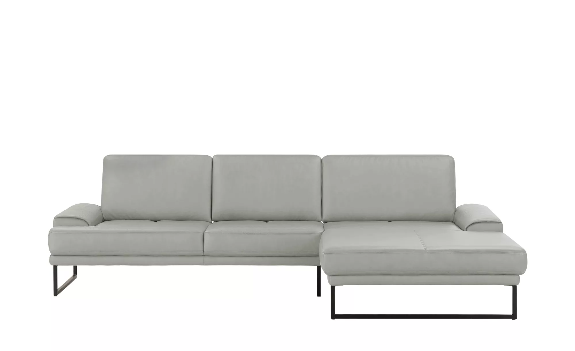 Gallery M Leder Ecksofa  Viola - grau - 85 cm - Polstermöbel > Sofas > Ecks günstig online kaufen