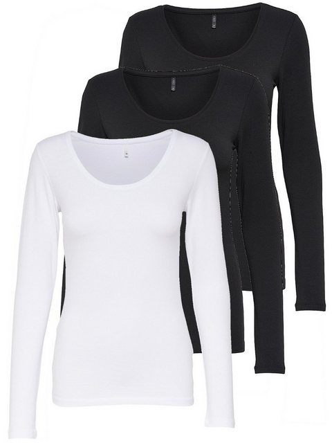 ONLY Langarmshirt Live Love NEW Longsleeve (3-tlg., 3er Pack) Figur betont, günstig online kaufen