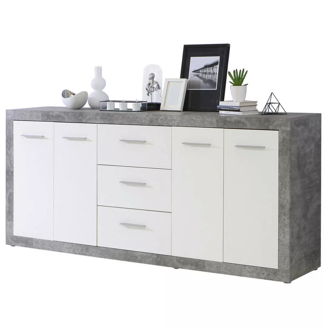 Sideboard  Beton Optik weiß B/H/T: ca. 207x92x41 cm günstig online kaufen