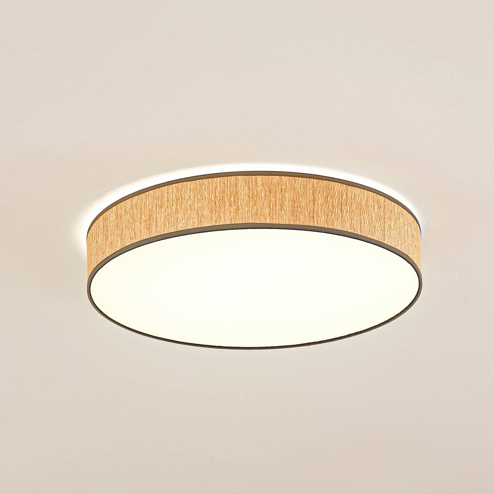 Lindby LED-Deckenleuchte Jutis, beige, Seetang, Ø 50 cm günstig online kaufen