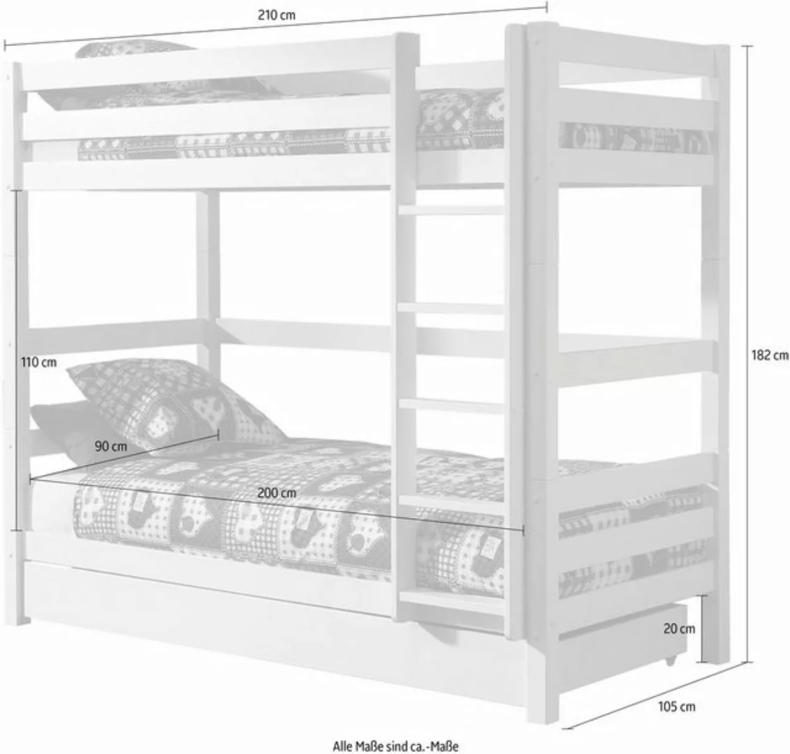Vipack Etagenbett "Pino", (Made in Europe), wahlweise mit Bettschublade günstig online kaufen
