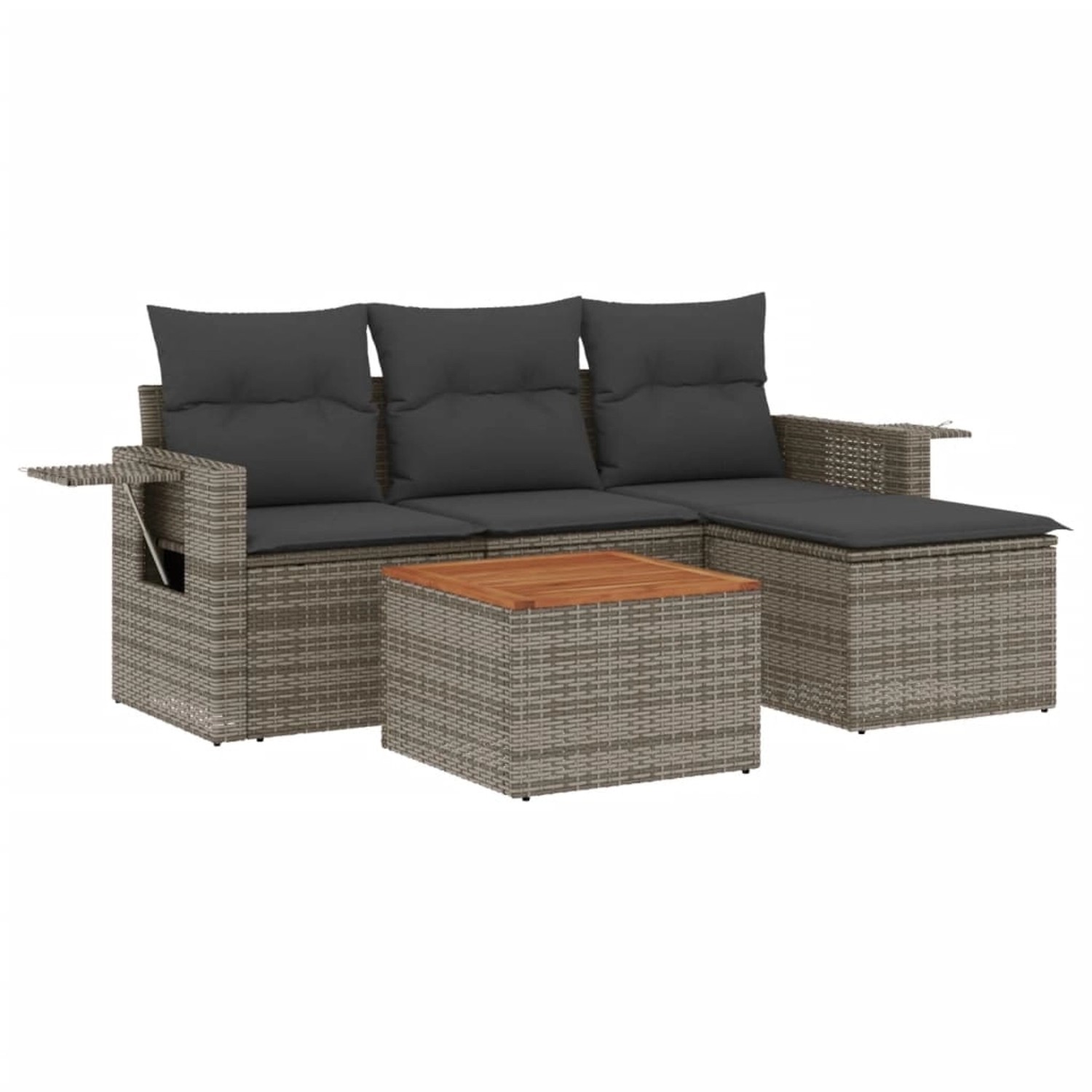 vidaXL 5-tlg Garten-Sofagarnitur mit Kissen Grau Poly Rattan Modell 74 günstig online kaufen