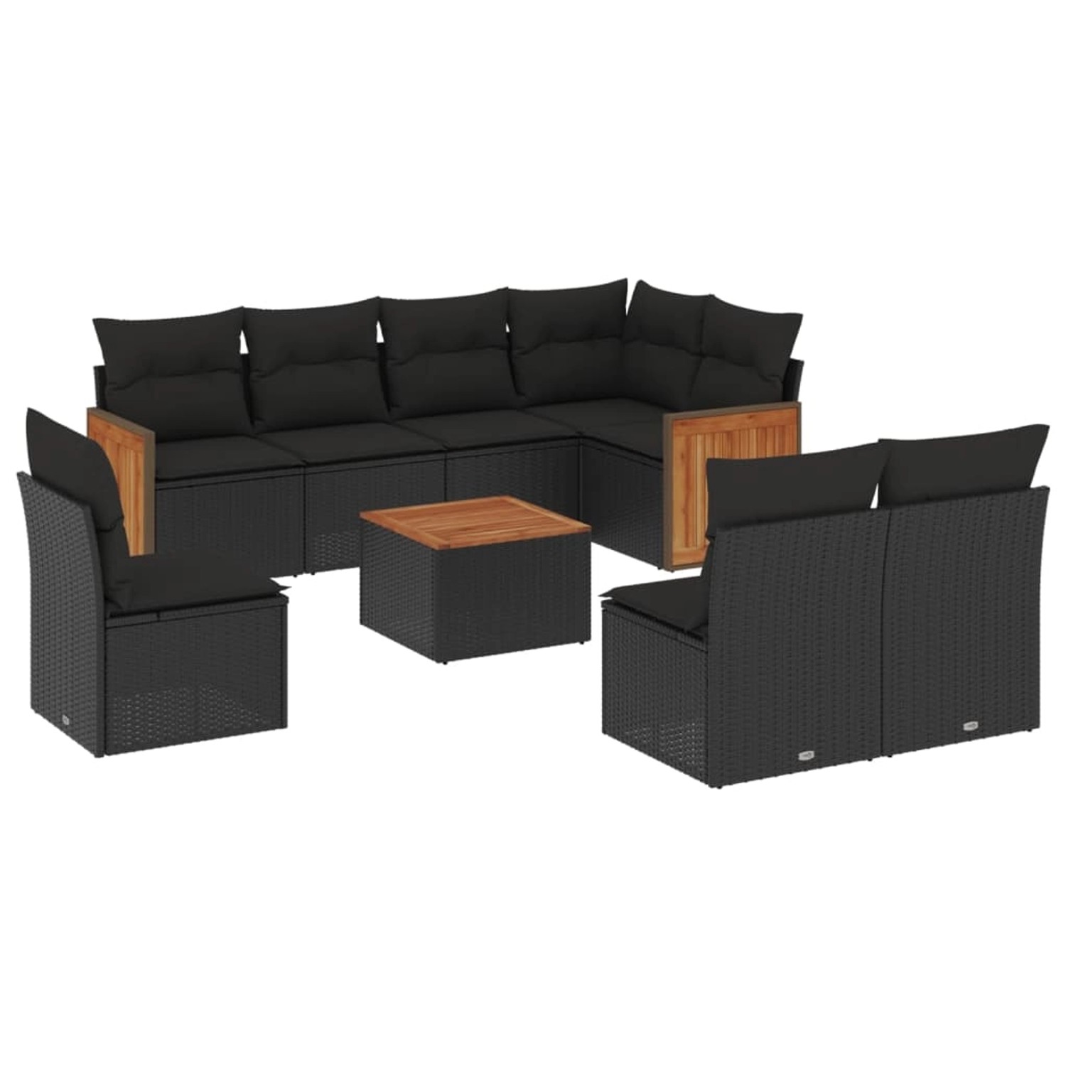 vidaXL 9-Tlg Garten-Sofagarnitur mit Kissen Schwarz Poly Rattan 3260130 günstig online kaufen