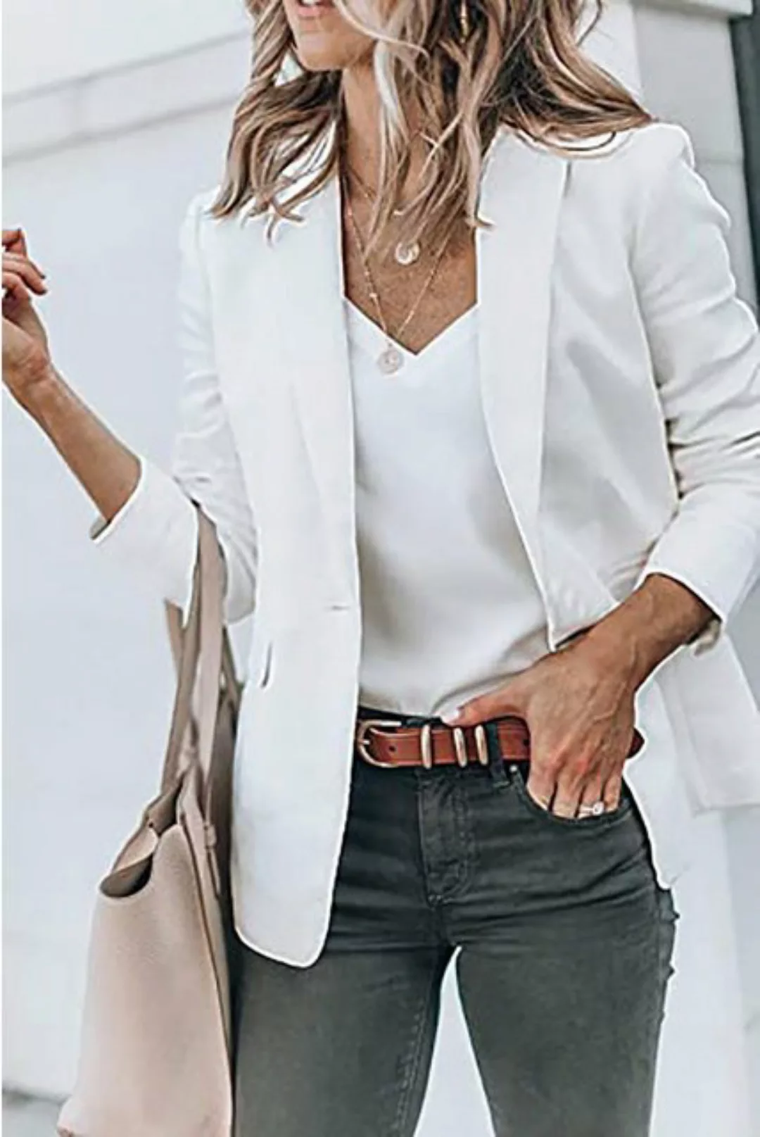 ZWY Blusenblazer Lässiger Damen-Blazer, vorne offen, langärmelig, für Arbei günstig online kaufen