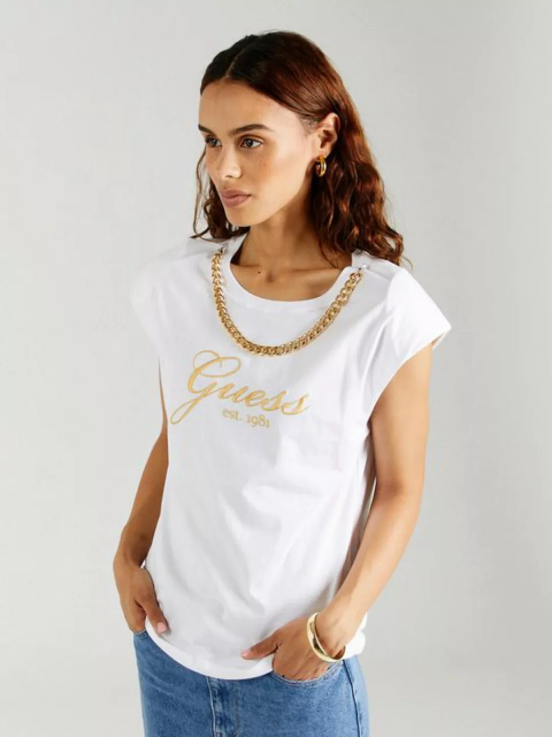 Guess T-Shirt CRYSTAL (1-tlg) Stickerei günstig online kaufen