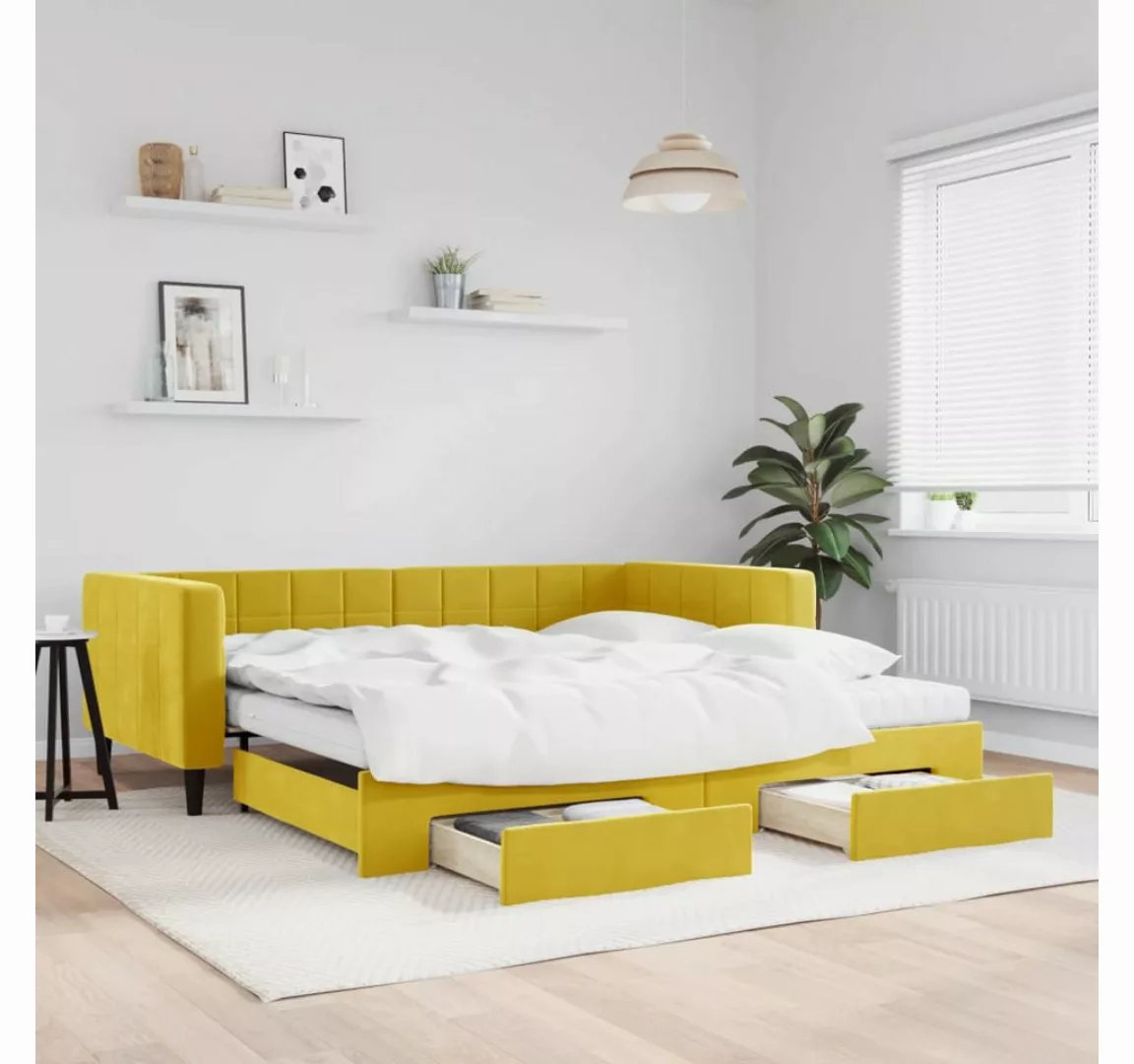 vidaXL Gästebett Gästebett Tagesbett Ausziehbar mit Schubladen Gelb 100x200 günstig online kaufen