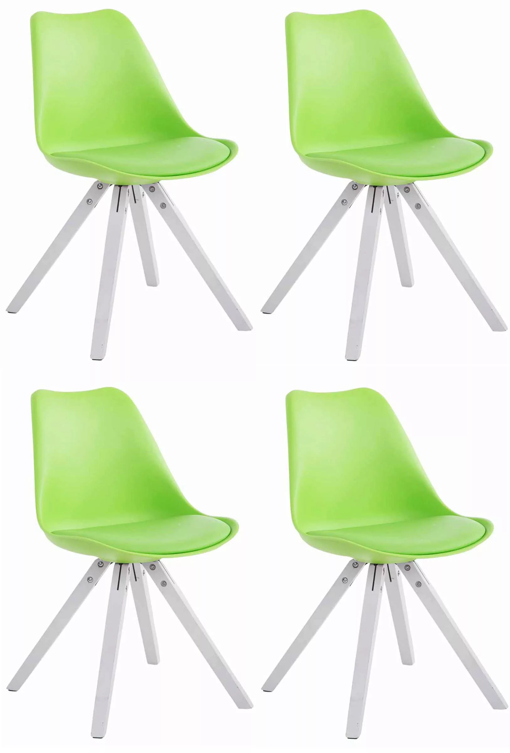 4er Set Stühle Toulouse Kunstleder Weiß (eiche) Square Grün günstig online kaufen
