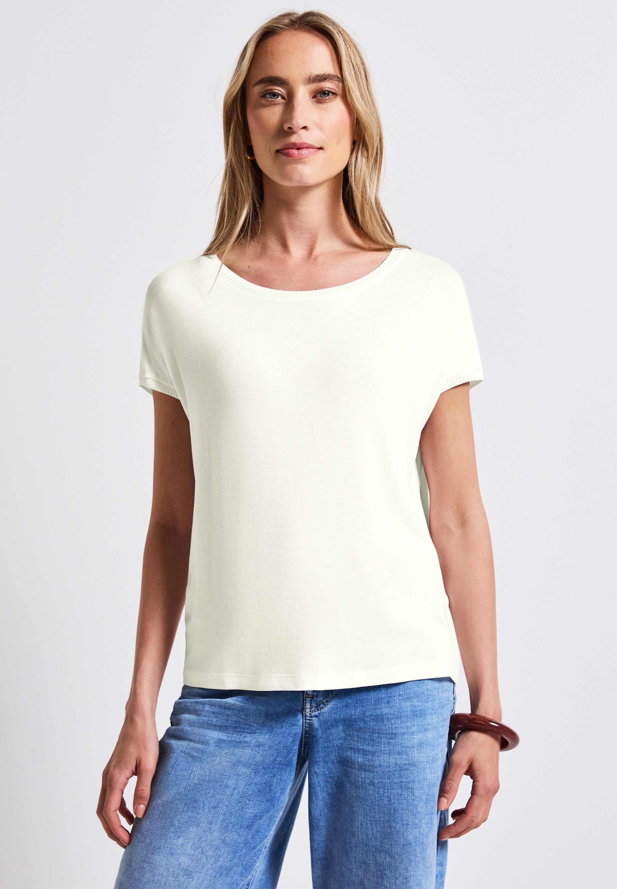 STREET ONE T-Shirt, mit Materialmix günstig online kaufen