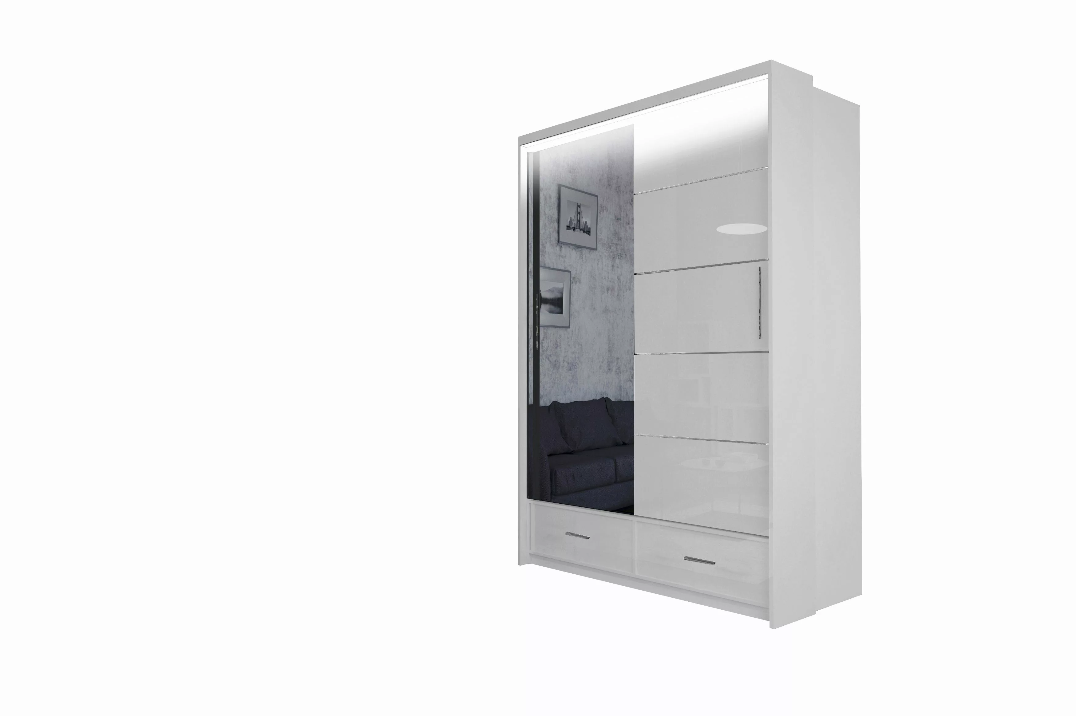 MOEBLO Kleiderschrank Cylia (Schwebetüren, grau/schwarz/weiß Schwebetürensc günstig online kaufen