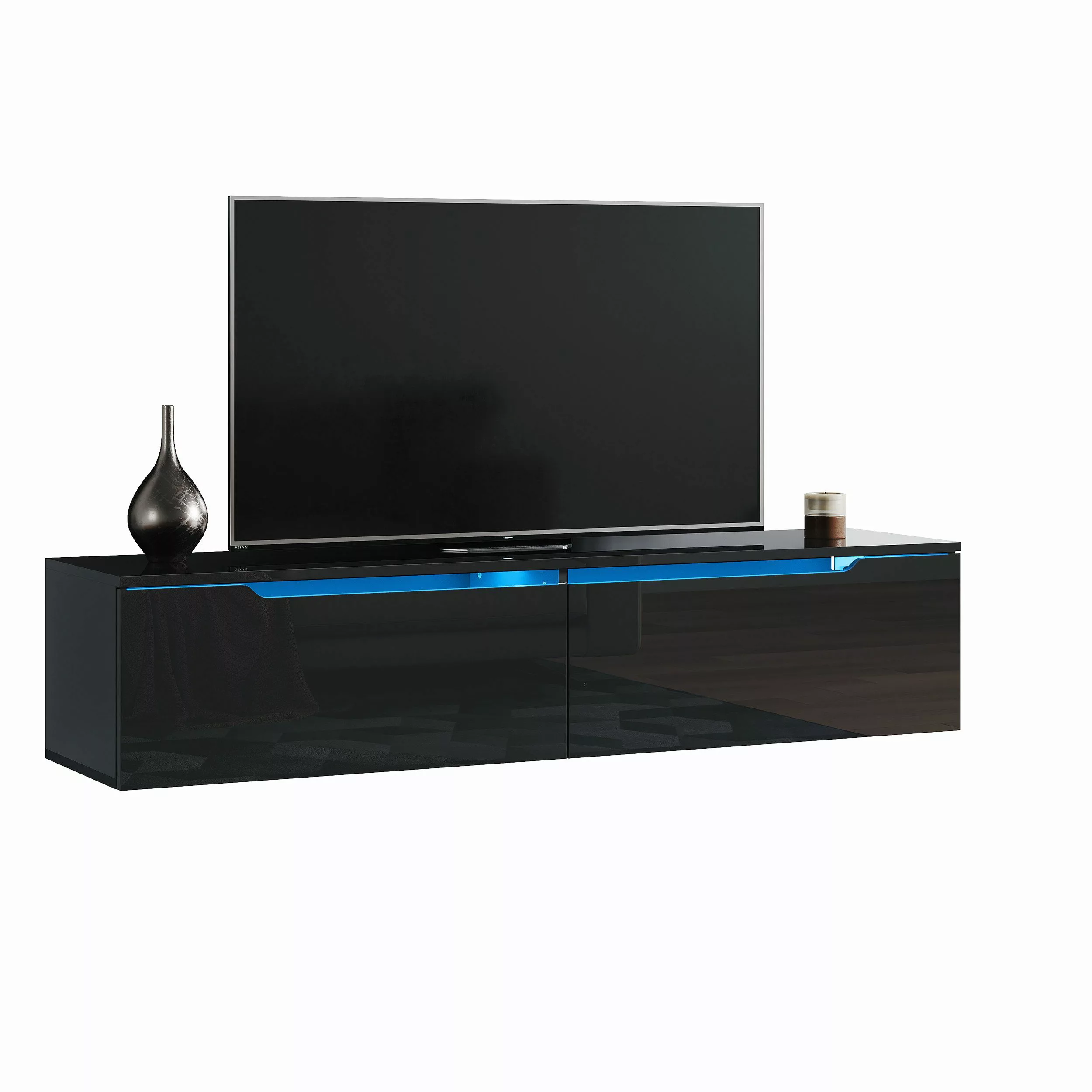 SONNI TV-Schrank Lowboard TV Schrank weiß/schwarz günstig online kaufen