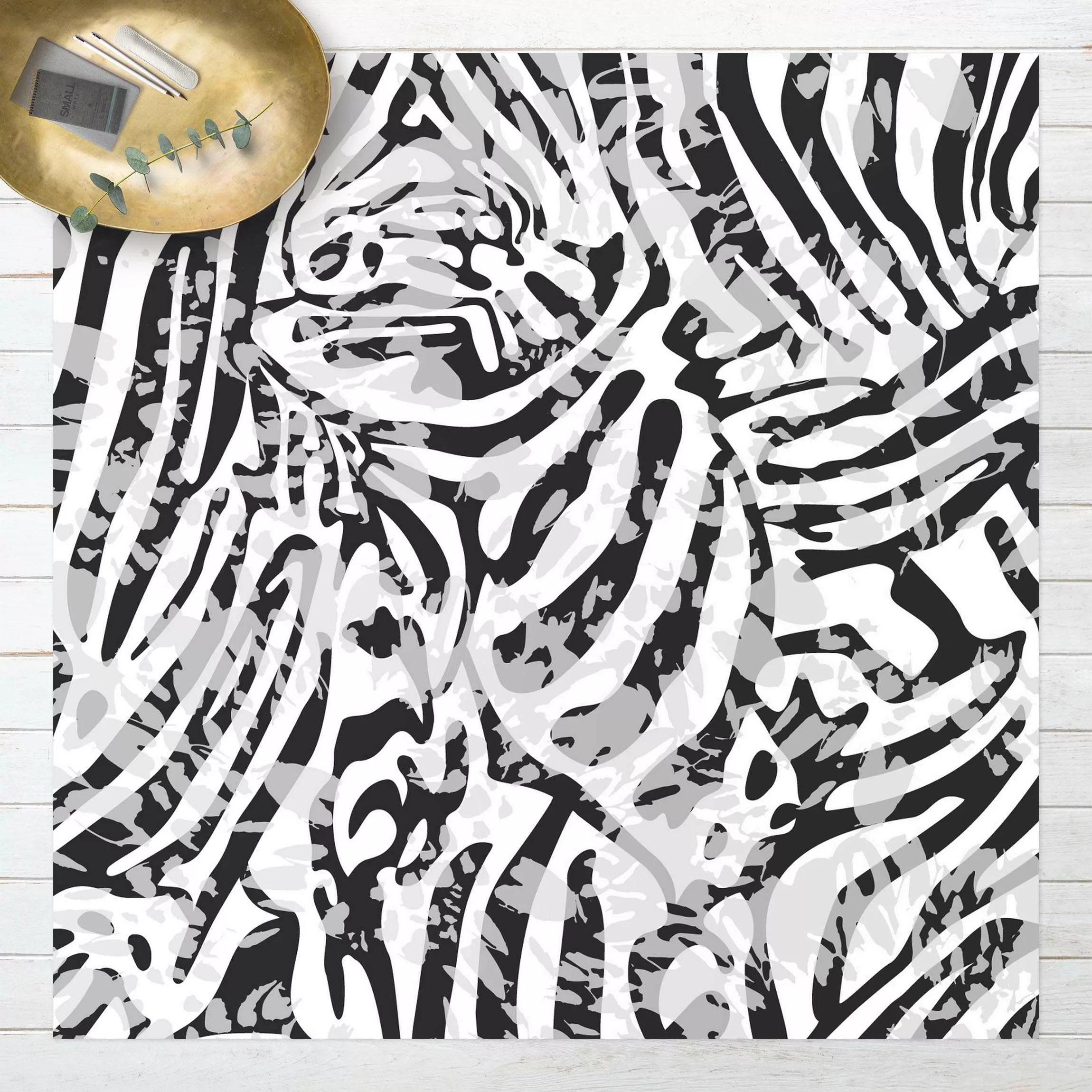 Vinyl-Teppich Zebramuster in Grautönen günstig online kaufen
