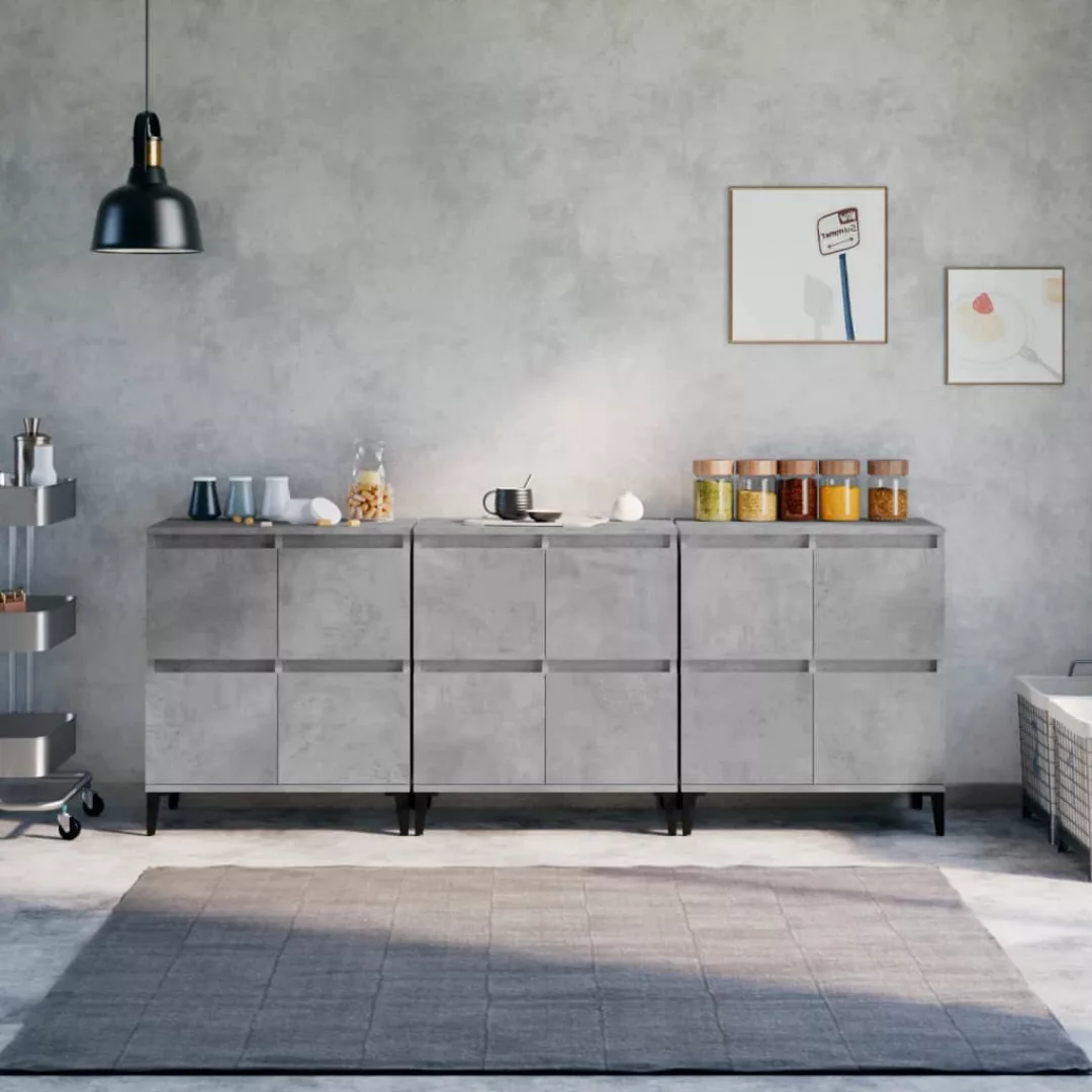 Vidaxl Sideboards 3 Stk. Betongrau 60x35x70 Cm Holzwerkstoff günstig online kaufen